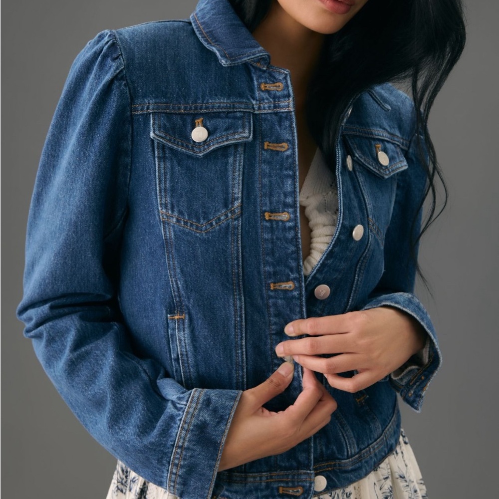 Anthropologie Pilcro Puff-sleeve Denim Jacket